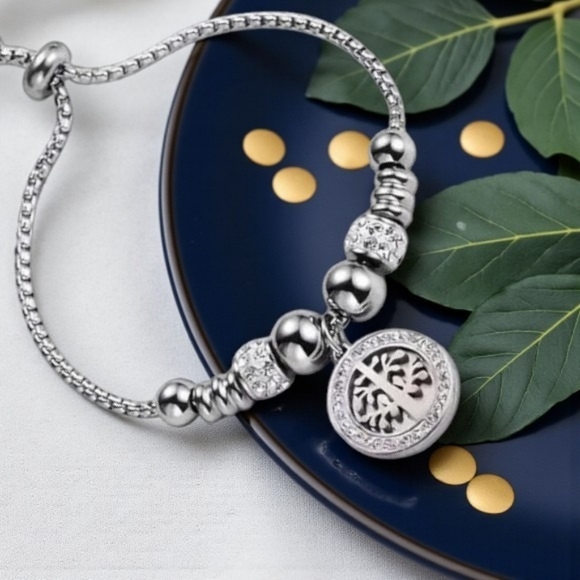 🆕️Elegant 18K Gold Plated Tree of Life Charm Bracelet Sparkling Rhinestones - Picture 6 of 12